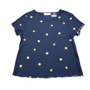 Altrd State Shirt Youth L Blue Yellow Flowers Blouse Top Girls